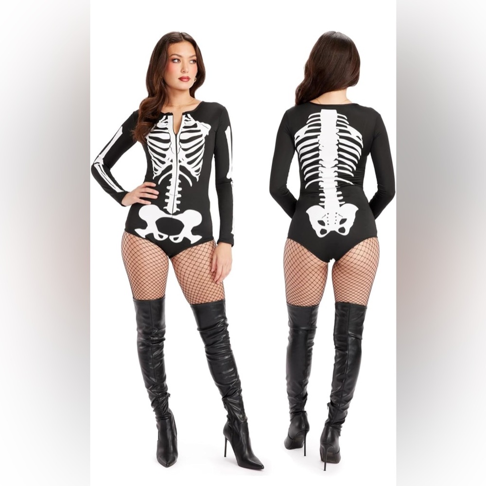 NWT Tipsy Elves Women’s Sexy Skeleton Leotard Bodysuit | Size Large
